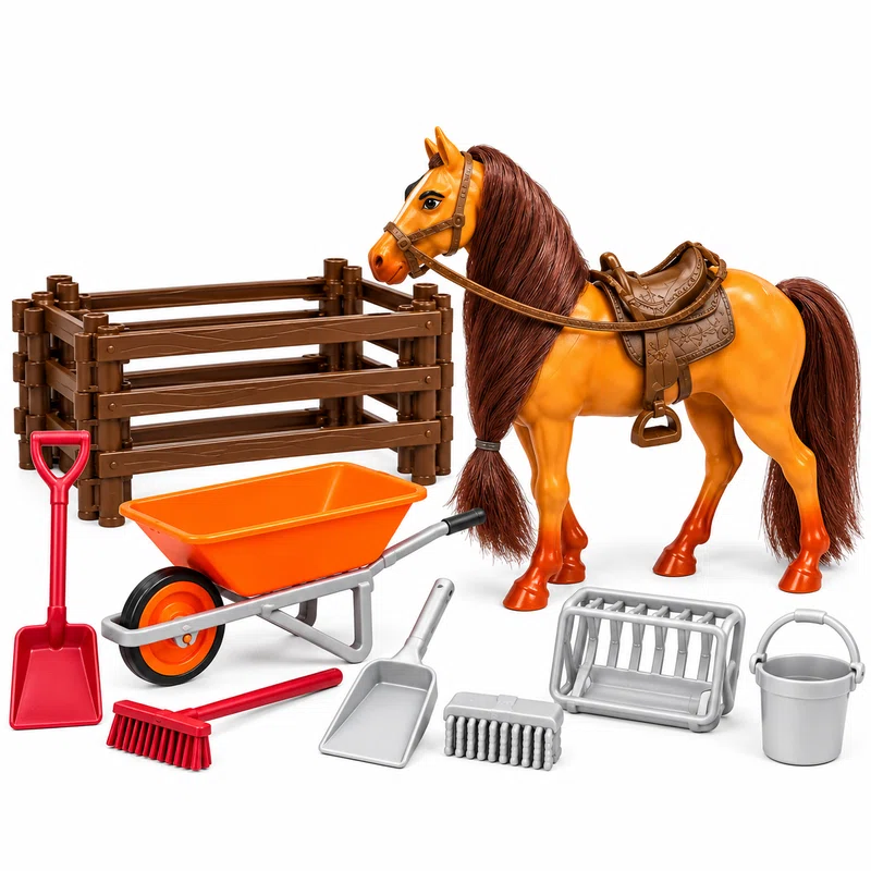 Konj sa ogradom i opremom za farmu – Horse Ranch set