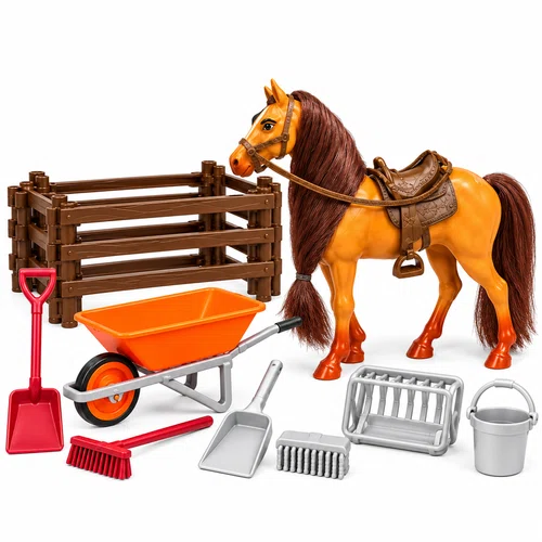 Konj sa ogradom i opremom za farmu – Horse Ranch set